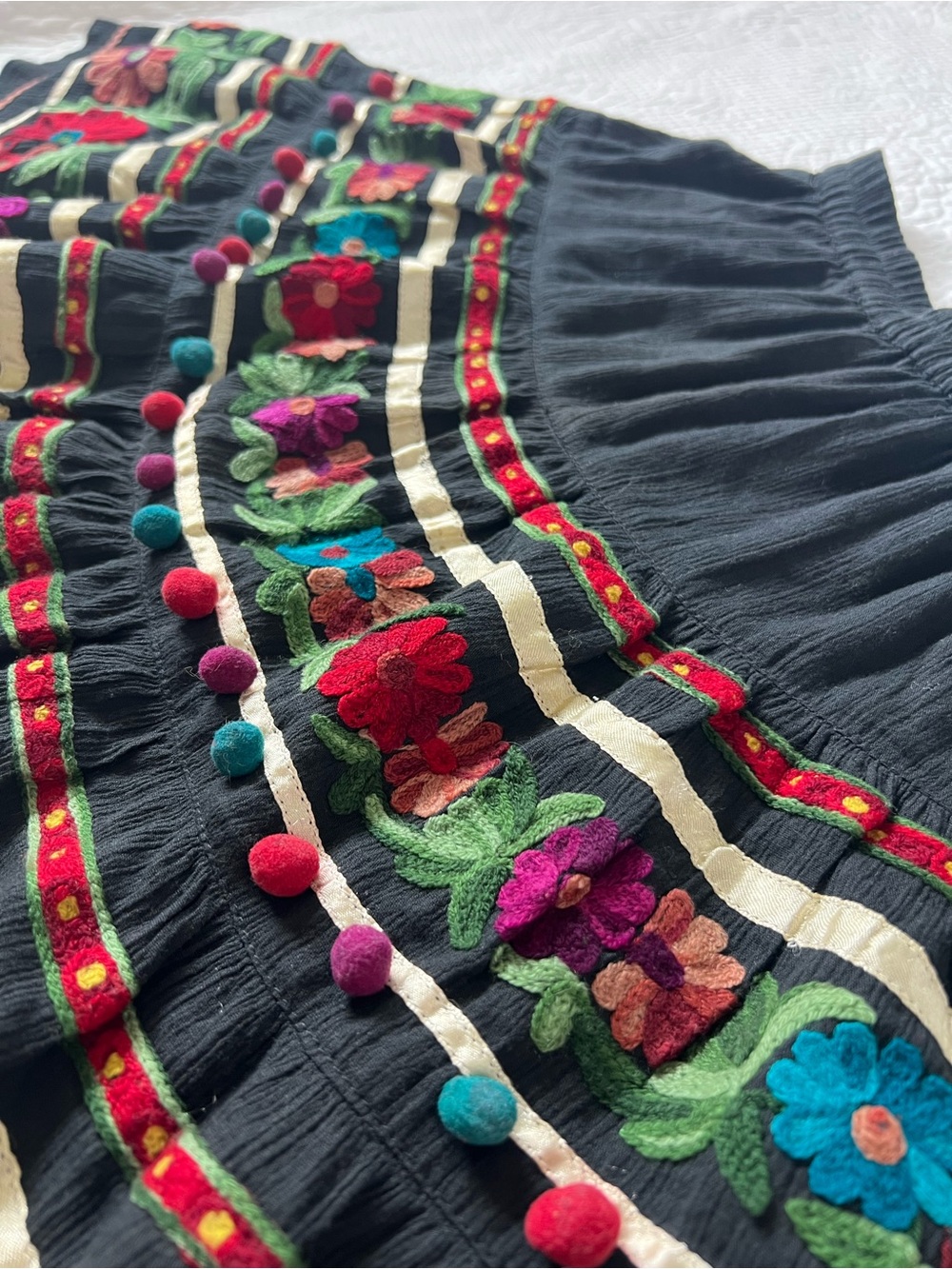 RARE Double D Ranch Pom Pom Embroidered Cotton Skirt - Picture 4 of 13